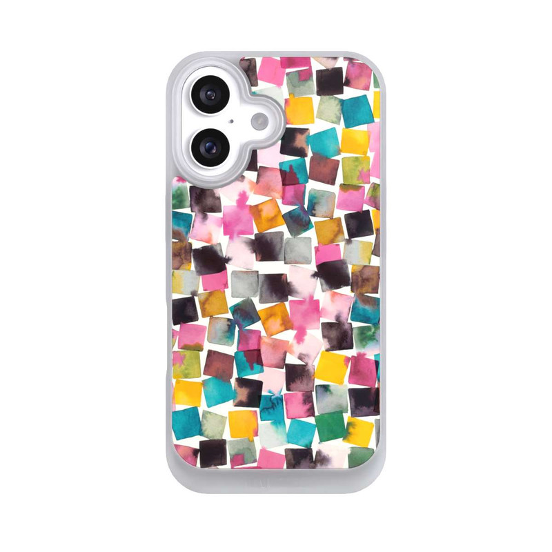 iPhone 16 NIVOpure Aquarell geometrische Plaids rosa