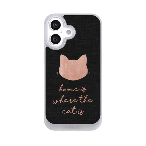 Apple iPhone 16 NIVOpure Home Is Where The Cat Is - Rosa auf Schwarz 