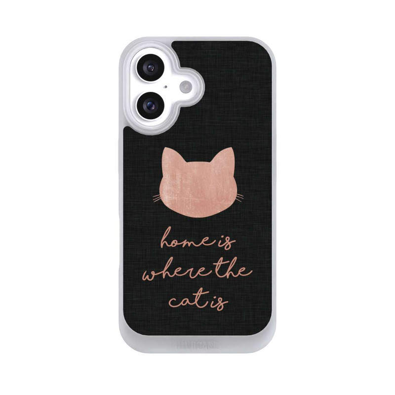 iPhone 16 NIVOpure Home Is Where The Cat Is - Rosa auf Schwarz 