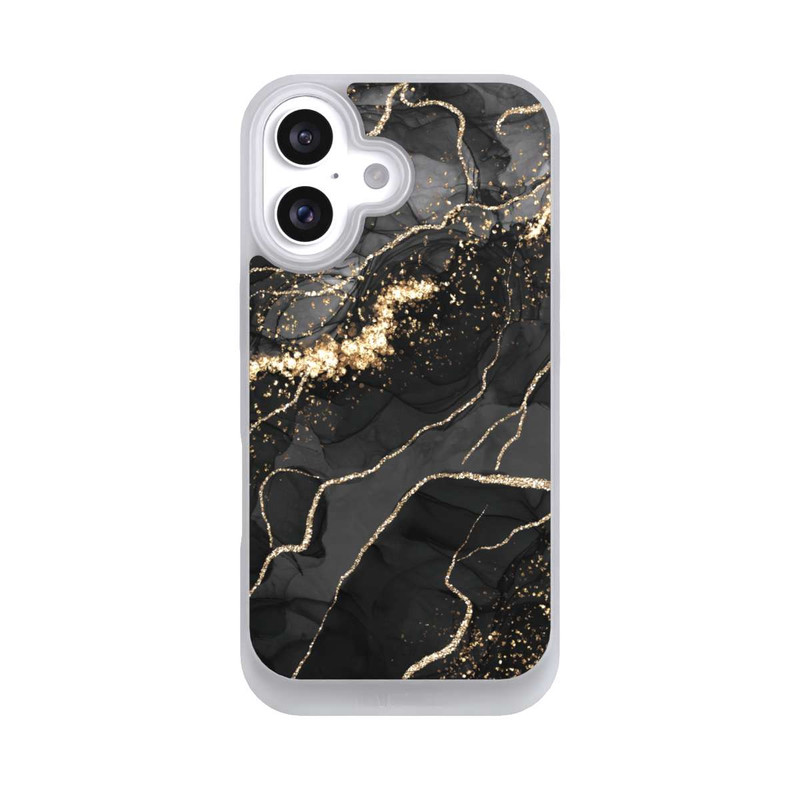 iPhone 16 NIVOpure Dunkler Marmor Wirbel Goldoptik