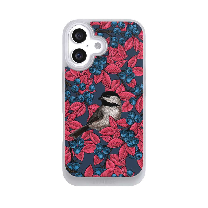 iPhone 16 NIVOpure Blaubeeren und Vögel auf Navy
