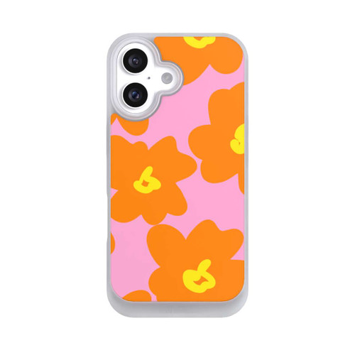 Apple iPhone 16 NIVOpure Retro Blumenmuster Pink und Orange