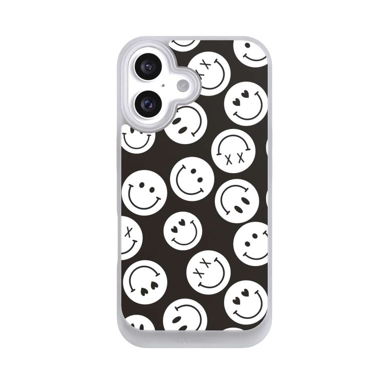 iPhone 16 NIVOpure Smiles Emotes Pattern Black And White