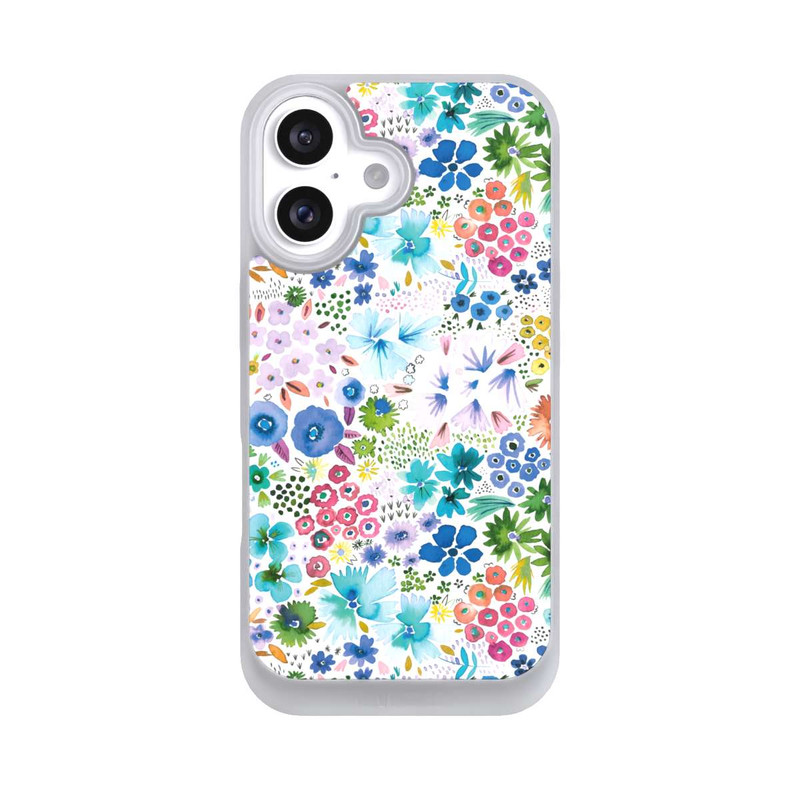 iPhone 16 NIVOpure Kunstvolle kleine Frühlingsblumen blau
