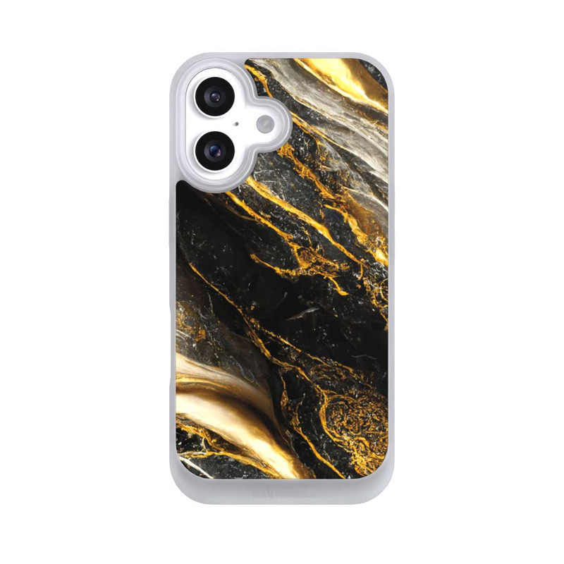 iPhone 16 NIVOpure Schwarze Marmor Goldschichten