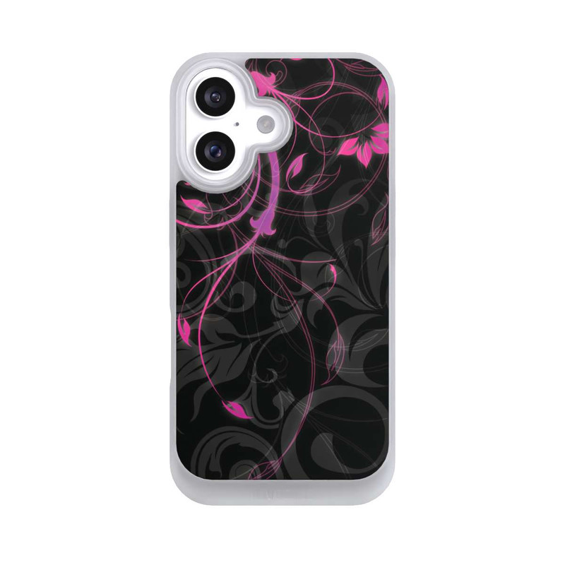 iPhone 16 NIVOpure Schwarze und rosa Herbstblumen