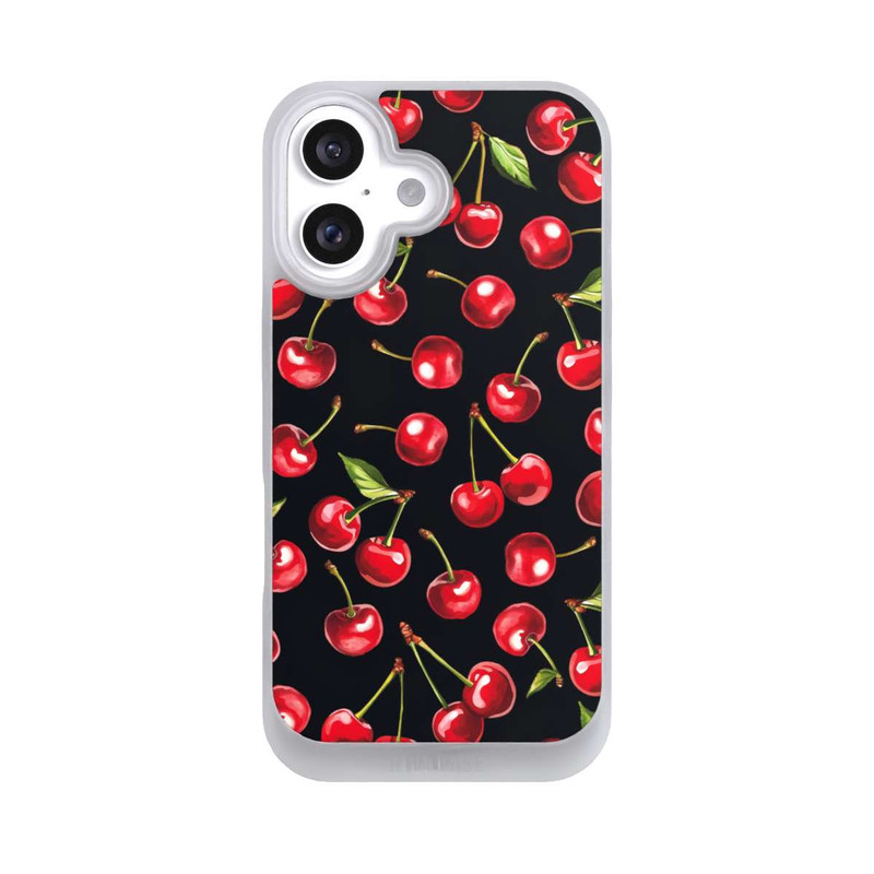 iPhone 16 NIVOpure Cherry Pattern Black with AI