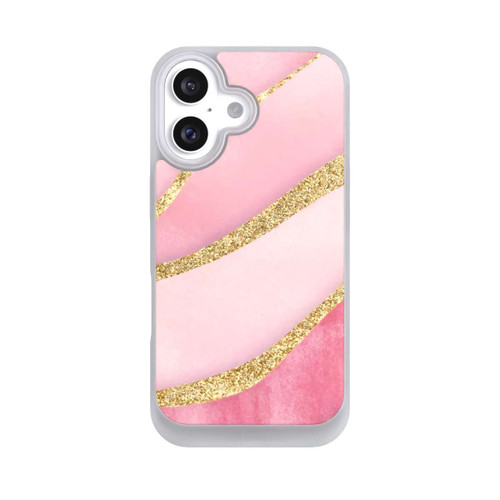 Apple iPhone 16 NIVOpure Pink Marble Goldprint Stripes
