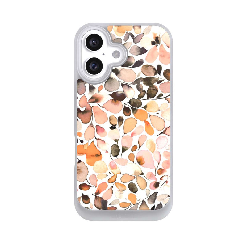 iPhone 16 NIVOpure Eukalyptus Aquarellblätter Dunkelbraun Herbst