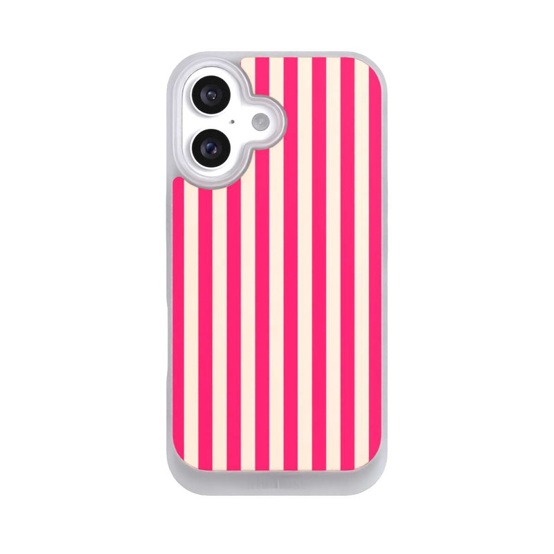 iPhone 16 NIVOpure Streifen Rosa Rot Popcorn Look