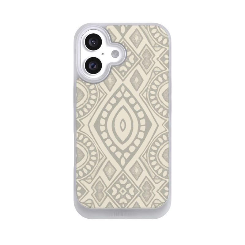 iPhone 16 NIVOpure Boho Geometric Mosaic Pattern Neutral Grey and Beige