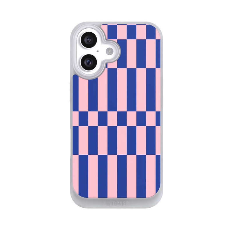 iPhone 16 NIVOpure Checked Abstract Bold Electric Blue and Pink Color Block