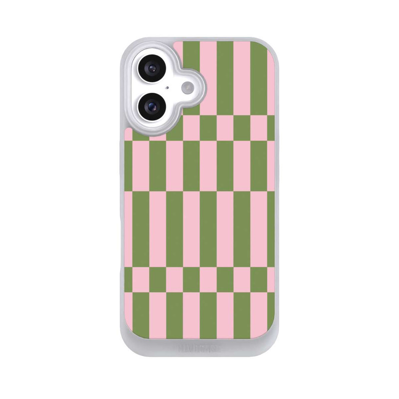 iPhone 16 NIVOpure Karomuster in Salbei und Rosa