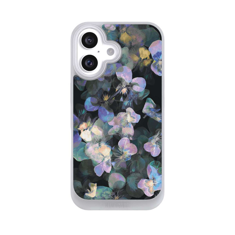 iPhone 16 NIVOpure Nocturnal Garden Flowers irisierende Vergissmeinnichts