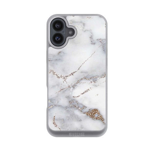 Apple iPhone 16 Plus NIVOpure Silberglitzer Marmorlook