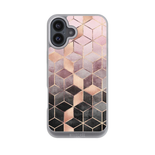 Apple iPhone 16 Plus NIVOpure Pink-grauer Farbverlauf Würfel Druck