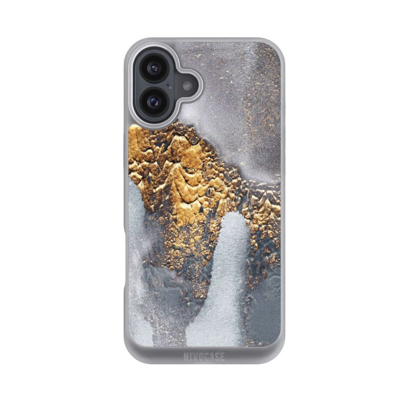 iPhone 16 Plus NIVOpure Concrete Gold Glitter Look
