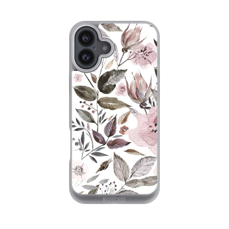 iPhone 16 Plus NIVOpure Aquarelle Fleurs Roses Brunes