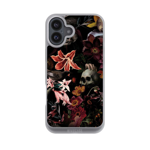 Apple iPhone 16 Plus NIVOpure Totenköpfe und Blumen auf dunklem Hintergrund