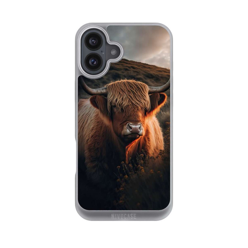 iPhone 16 Plus NIVOpure Hochland Rind mit großen Hörnern mit KI