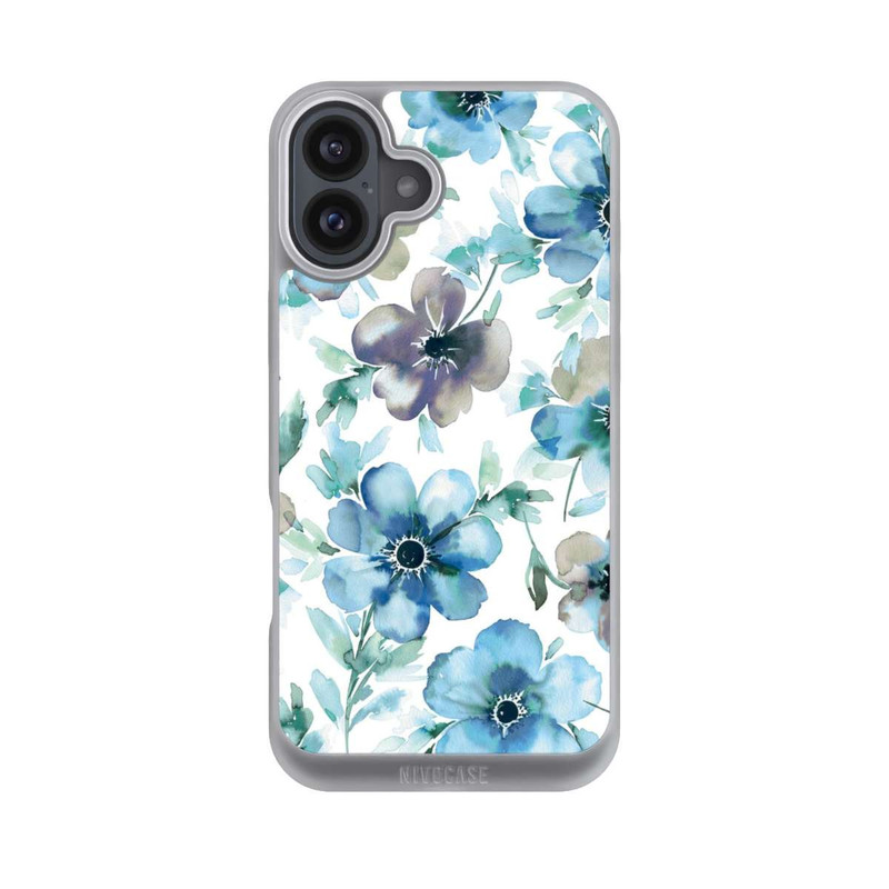 iPhone 16 Plus NIVOpure Blue Flower Pattern Trendy