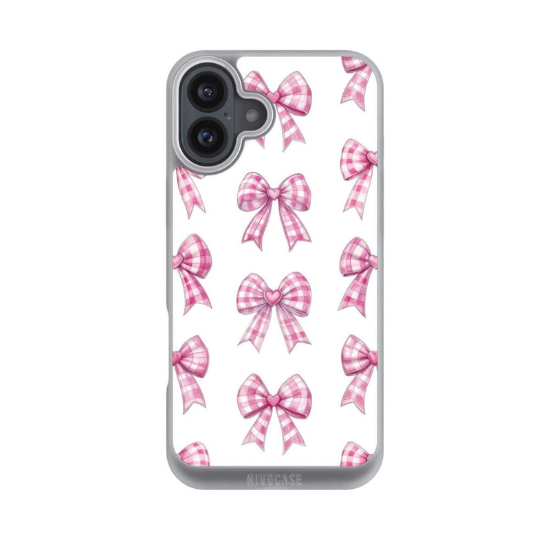 iPhone 16 Plus NIVOpure Pinke Gingham Herzen und Schleifen mit KI