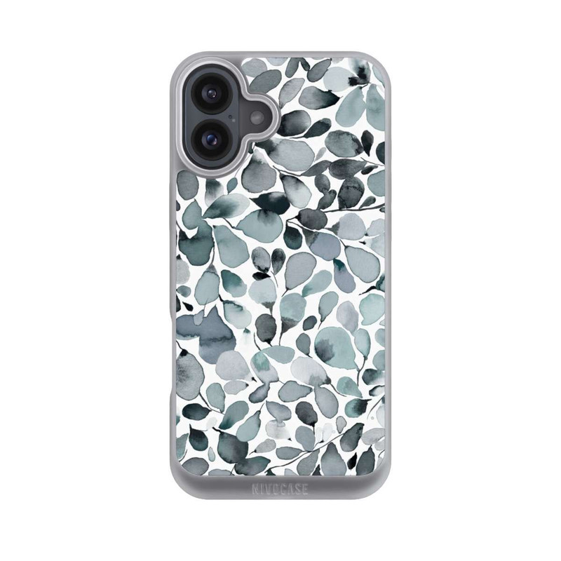 iPhone 16 Plus NIVOpure Eucalyptus Watercolor Leaves Grey