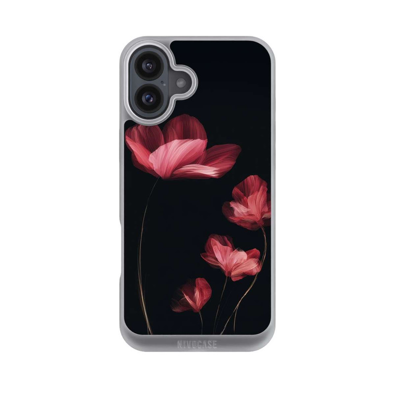 iPhone 16 Plus NIVOpure Burgunder Blüten schwarz