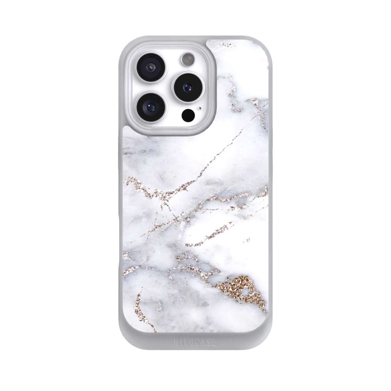 iPhone 16 Pro NIVOpure Silberglitzer Marmorlook