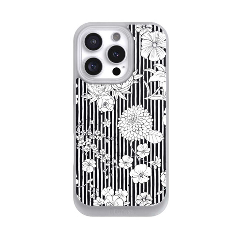 Apple iPhone 16 Pro NIVOpure Flowers and Stripes Black and White