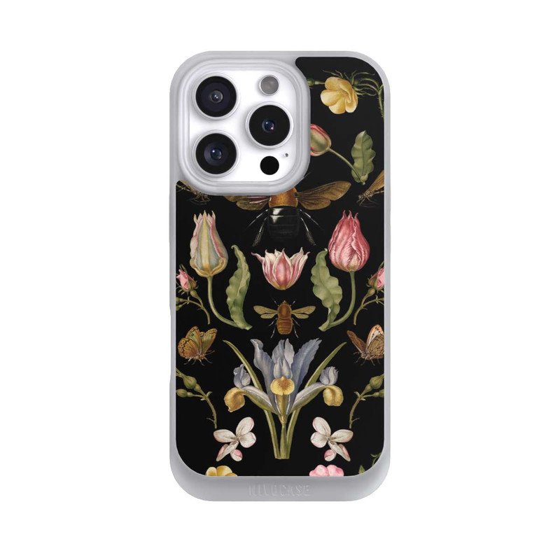 iPhone 16 Pro NIVOpure Fleurs Sauvages et Abeilles Fond Noir