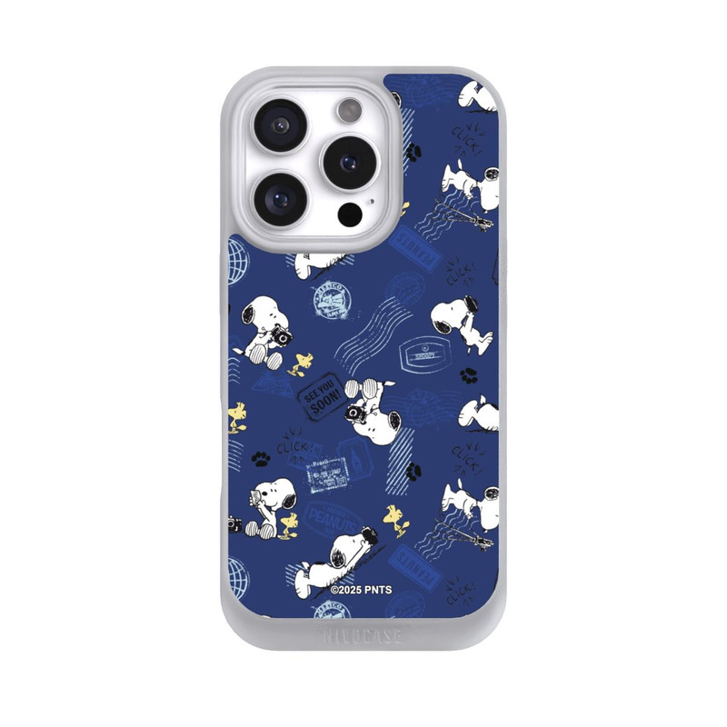 iPhone 16 Pro NIVOpure Peanuts Travel Stamps Pattern Blue