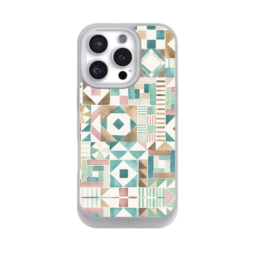 Apple iPhone 16 Pro NIVOpure Geometric Blocks Retro Vintage Patchwork Green
