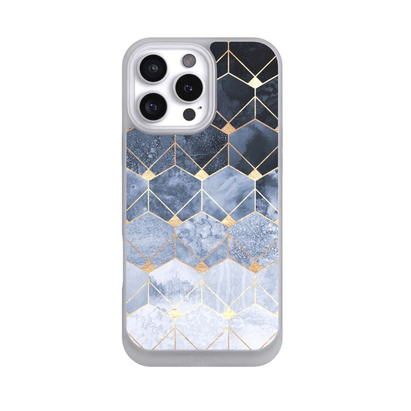 iPhone 16 Pro Max NIVOpure Blaue Sechsecke und Diamanten Golddruck