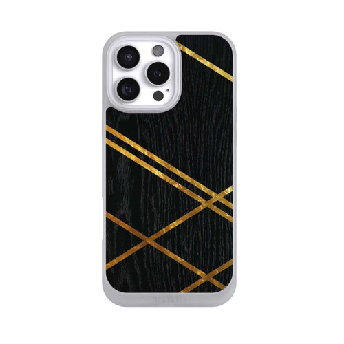 Apple iPhone 16 Pro Max NIVOpure Schwarzes geometrisches Muster Goldene Streifen
