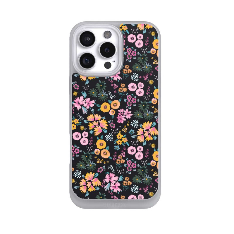 iPhone 16 Pro Max NIVOpure Kleine bunte Blumen Schwarz 2
