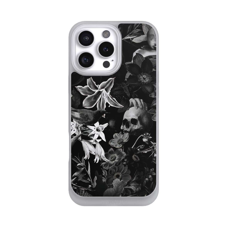 iPhone 16 Pro Max NIVOpure Skulls and Flowers on Black Background