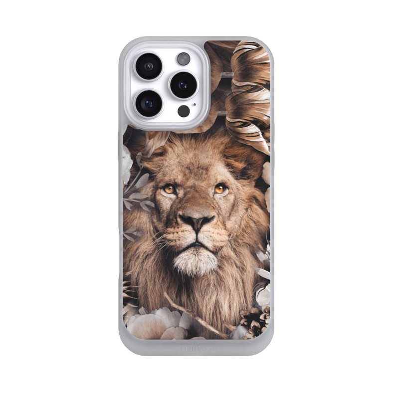 iPhone 16 Pro Max NIVOpure Löwe Blumenrahmen Beige