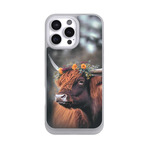 Apple iPhone 16 Pro Max NIVOpure Vache des Highlands avec des fleurs avec IA