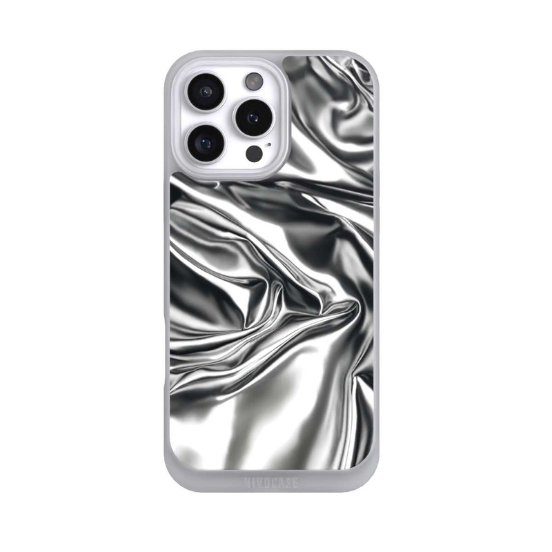 iPhone 16 Pro Max NIVOpure Glänzeder Chrome Silber Stoff mit KI