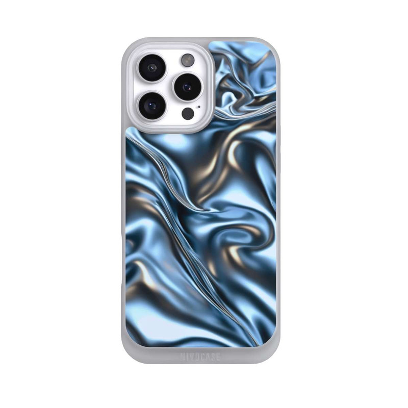 iPhone 16 Pro Max NIVOpure Glänzender Stoff Chrome Metallic Blau mit KI