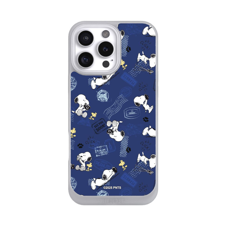 iPhone 16 Pro Max NIVOpure Peanuts Travel Stamps Pattern Blue
