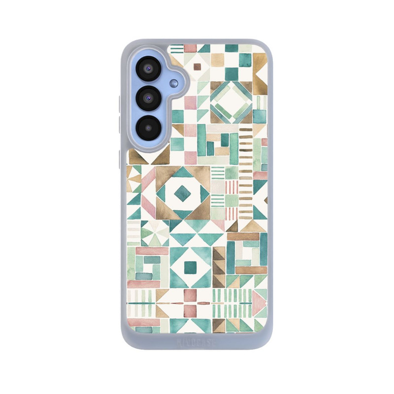 Galaxy A55 5G NIVOpure Geometric Blocks Retro Vintage Patchwork Green
