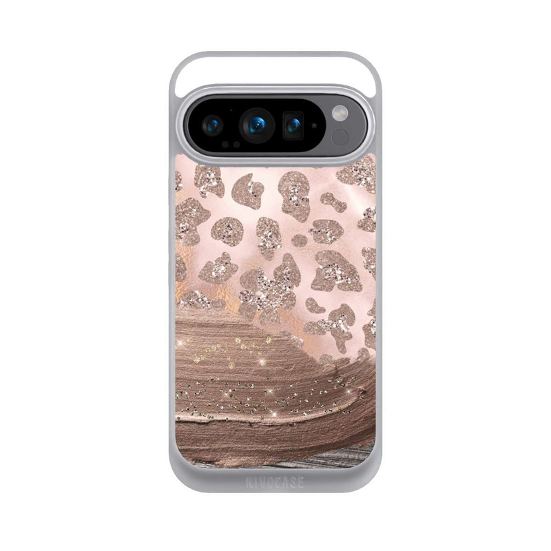 Pixel 9 Pro NIVOpure Silberner Leoparden Glitzerlook