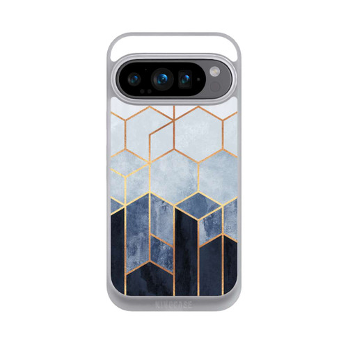 Google Pixel 9 Pro NIVOpure Blauer Farbverlauf Sechsecke Golddruck