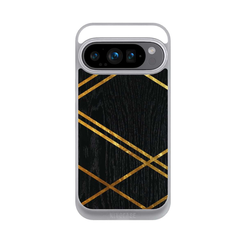Pixel 9 Pro NIVOpure Schwarzes geometrisches Muster Goldene Streifen