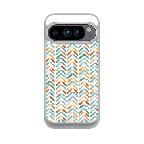 Google Pixel 9 Pro NIVOpure Élégant Automne Chevron Bleu Orange