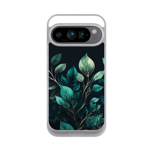 Google Pixel 9 Pro NIVOpure Green Eucalyptus Leaves against a Dark Background with AI