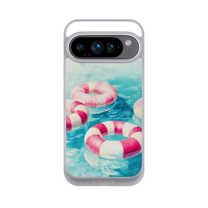 Pixel 9 Pro NIVOpure Gestreifte Schwimmringe im Pool
