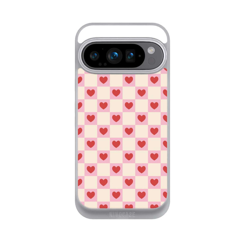 Pixel 9 Pro NIVOpure Cœurs à Carreaux Roses Saint-Valentin